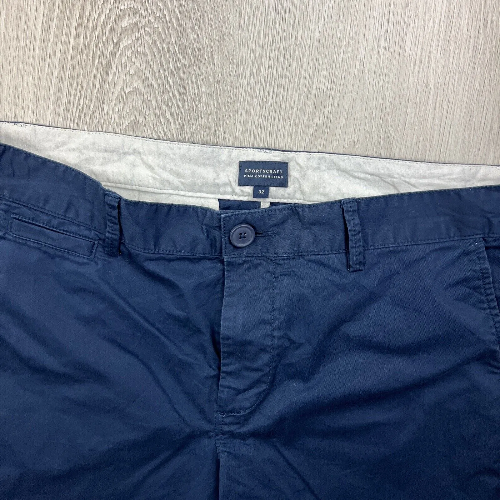Sportscraft Mens Pima Cotton Blend Blue Chinos Size 32