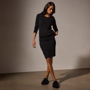 Stretch Lotus Rib Pencil Skirt - Black