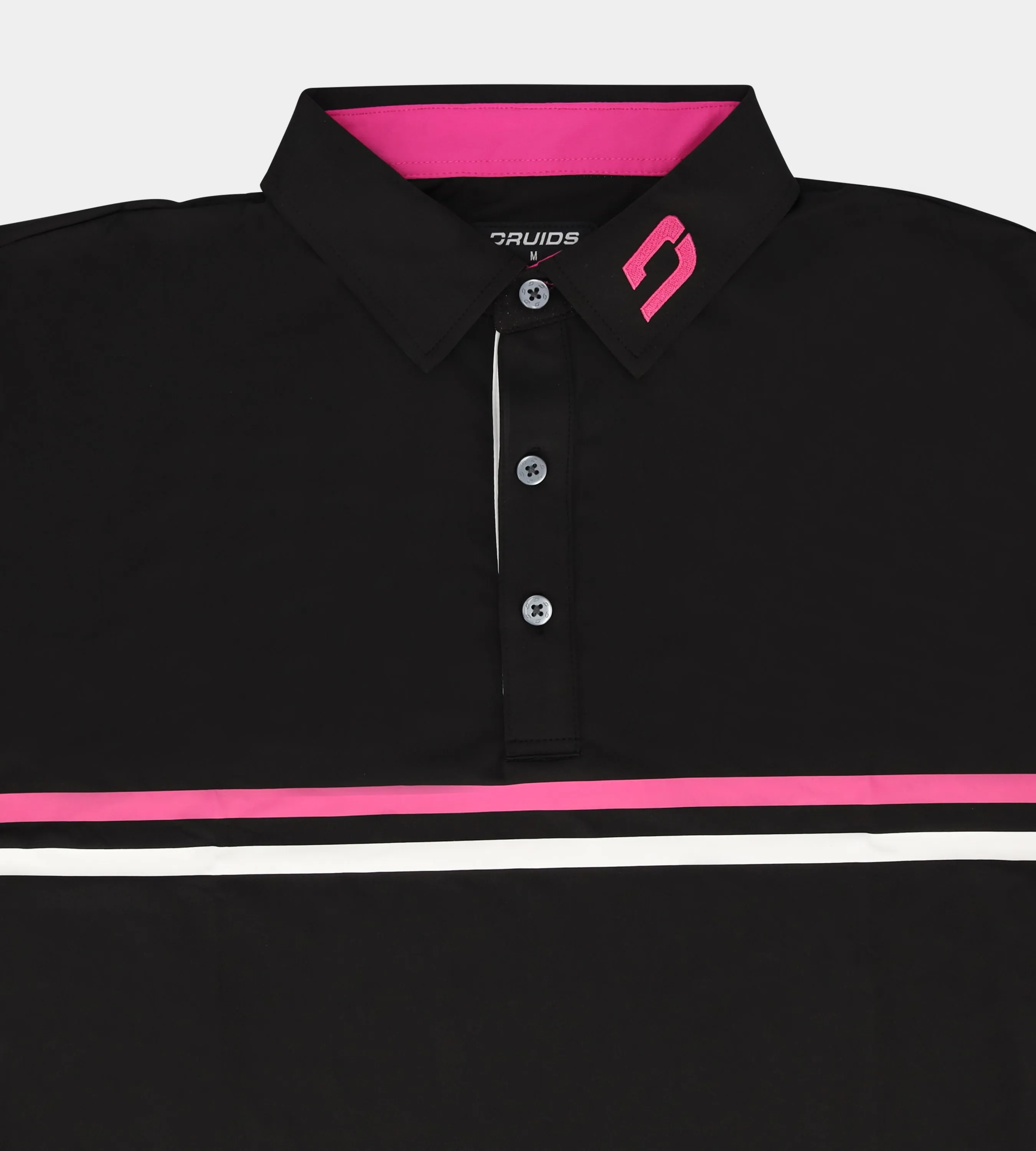 STRIPE PERFORMANCE LONG SLEEVE POLO - BLACK