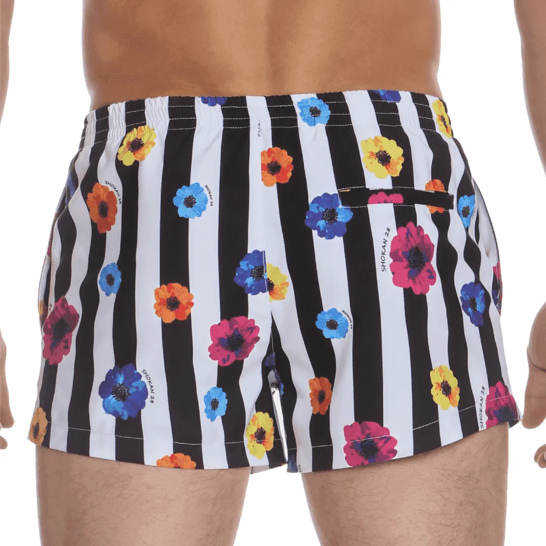 Swim Trunks Flowers Stripes