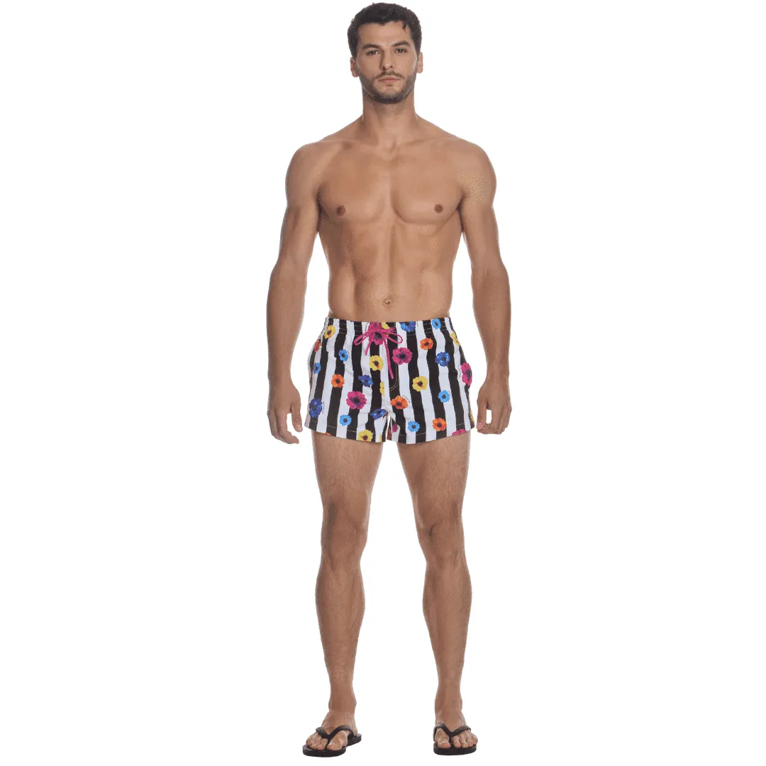 Swim Trunks Flowers Stripes