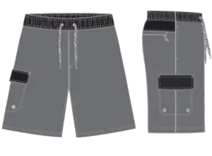 Swimwear Boy's Classic Solid Contrast Band, Cargo Pocket Swim Trunk, Swimsuit