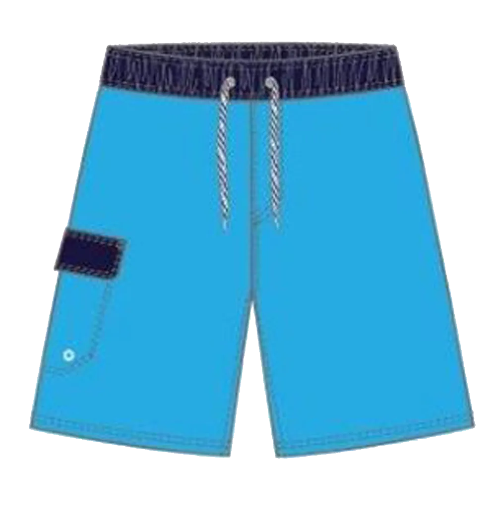 Swimwear Boy's Classic Solid Contrast Band, Cargo Pocket Swim Trunk, Swimsuit