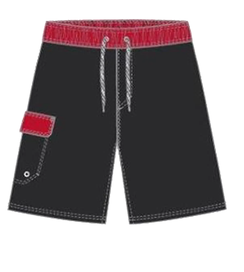 Swimwear Boy's Classic Solid Contrast Band, Cargo Pocket Swim Trunk, Swimsuit