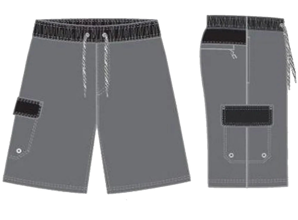 Swimwear Boy's Classic Solid Contrast Band, Cargo Pocket Swim Trunk, Swimsuit