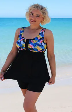 Swing Tankini Top Chlorine Resistant Swimwear - Black & Print