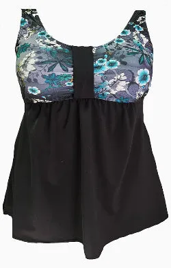 Swing Tankini Top Chlorine Resistant Swimwear - Black & Print
