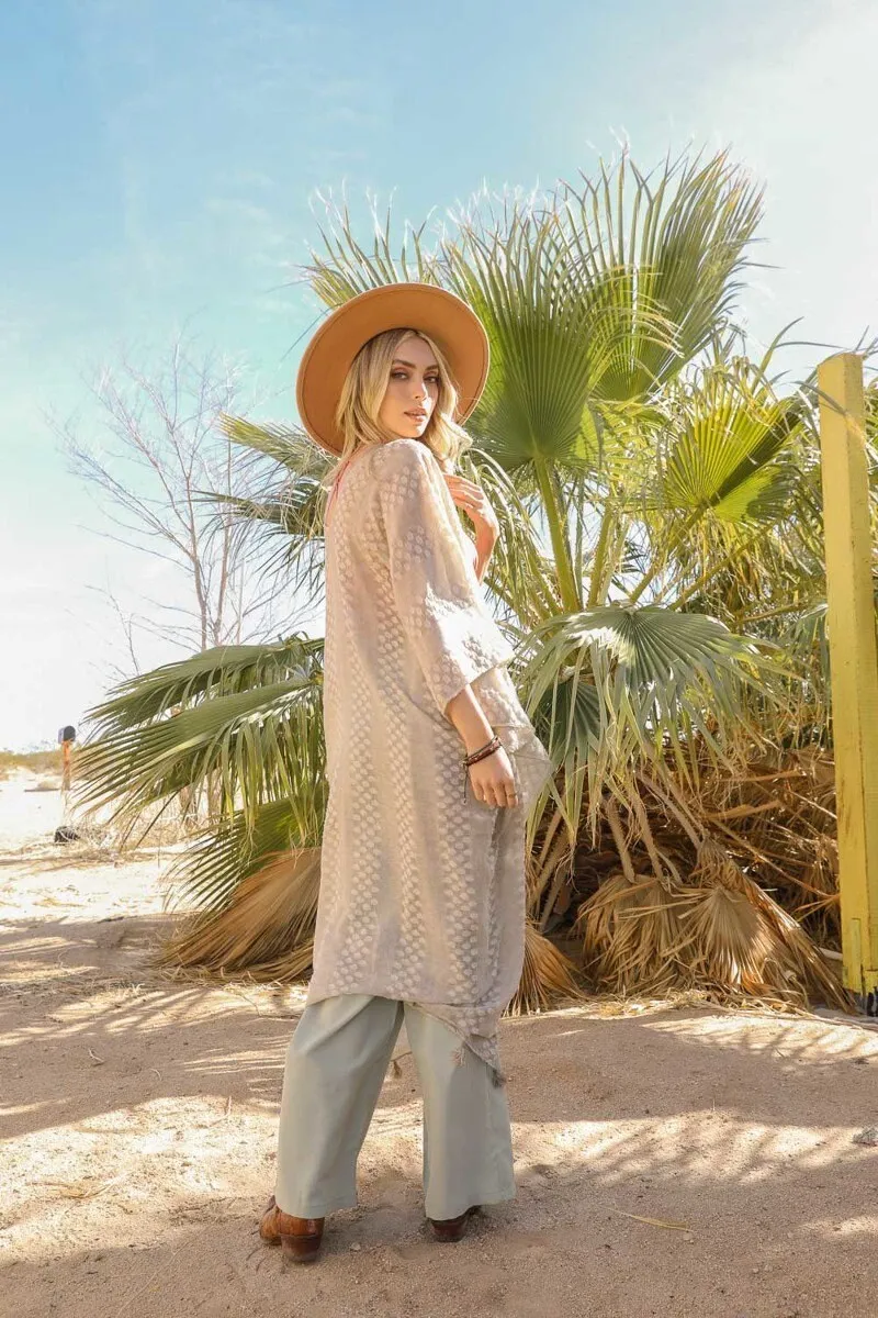 Taupe Kimonos Lightweight Kimono Duster Cardigan