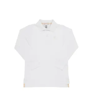 TBBC: Long Sleeve Prim & Proper Polo - Worth Avenue White