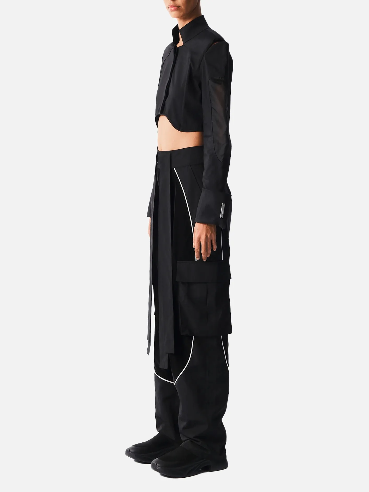 Techno Pocket Cargo Trousers - Black