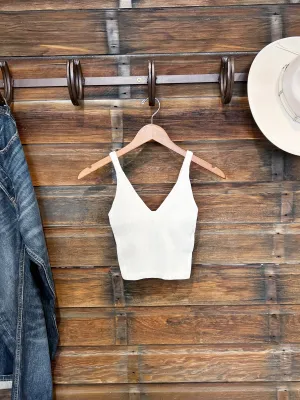 The Seamless Ribbed Bralette in White