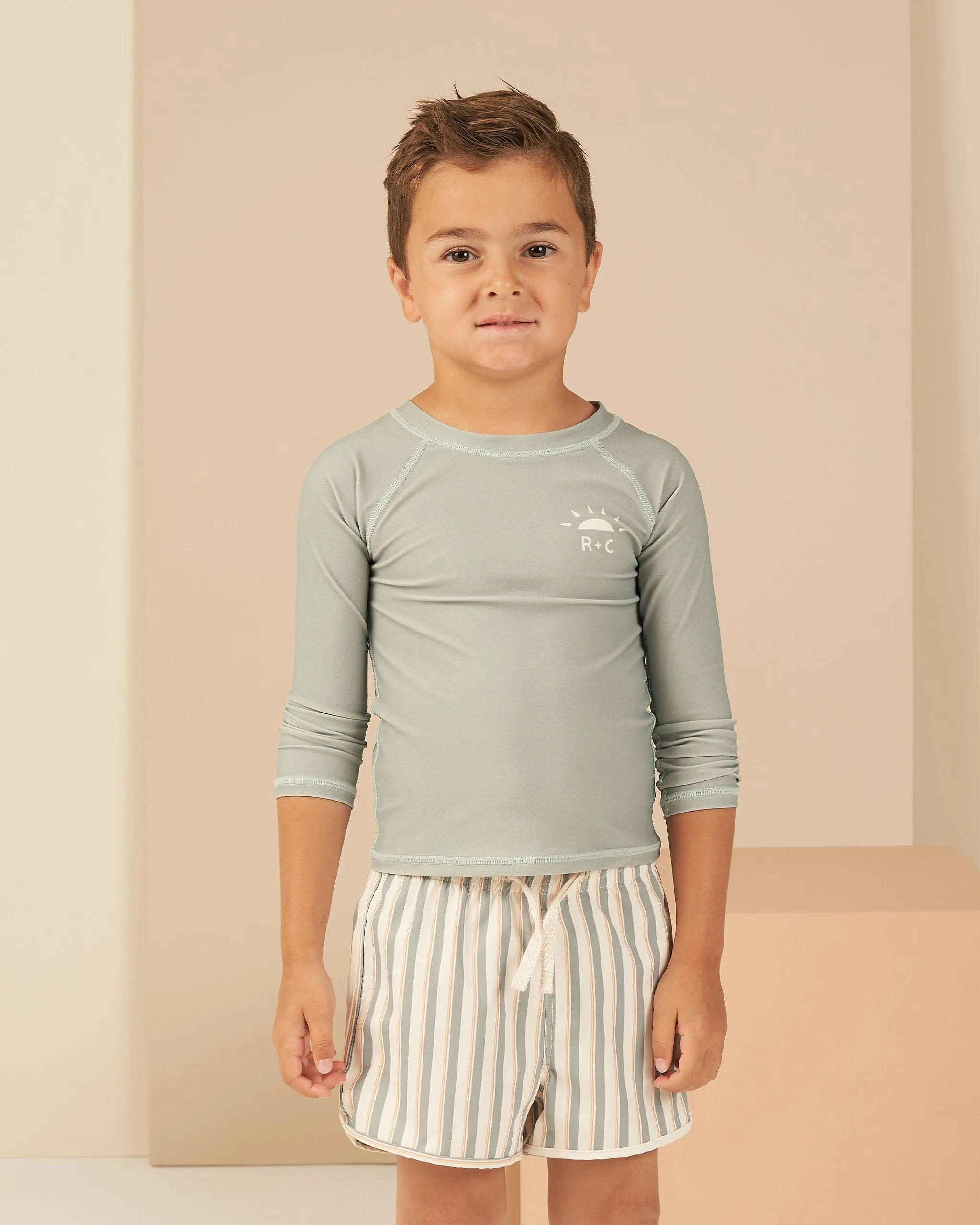 The Swim Trunk by Rylee   Cru - Aqua Stripe - KIDS