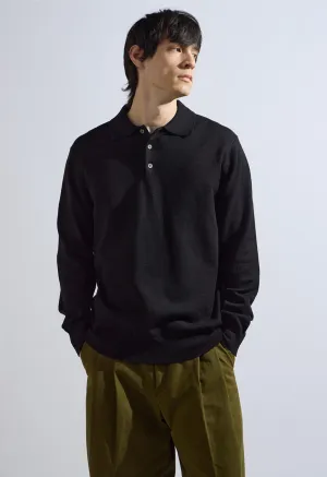 Theo Knit Polo in Black