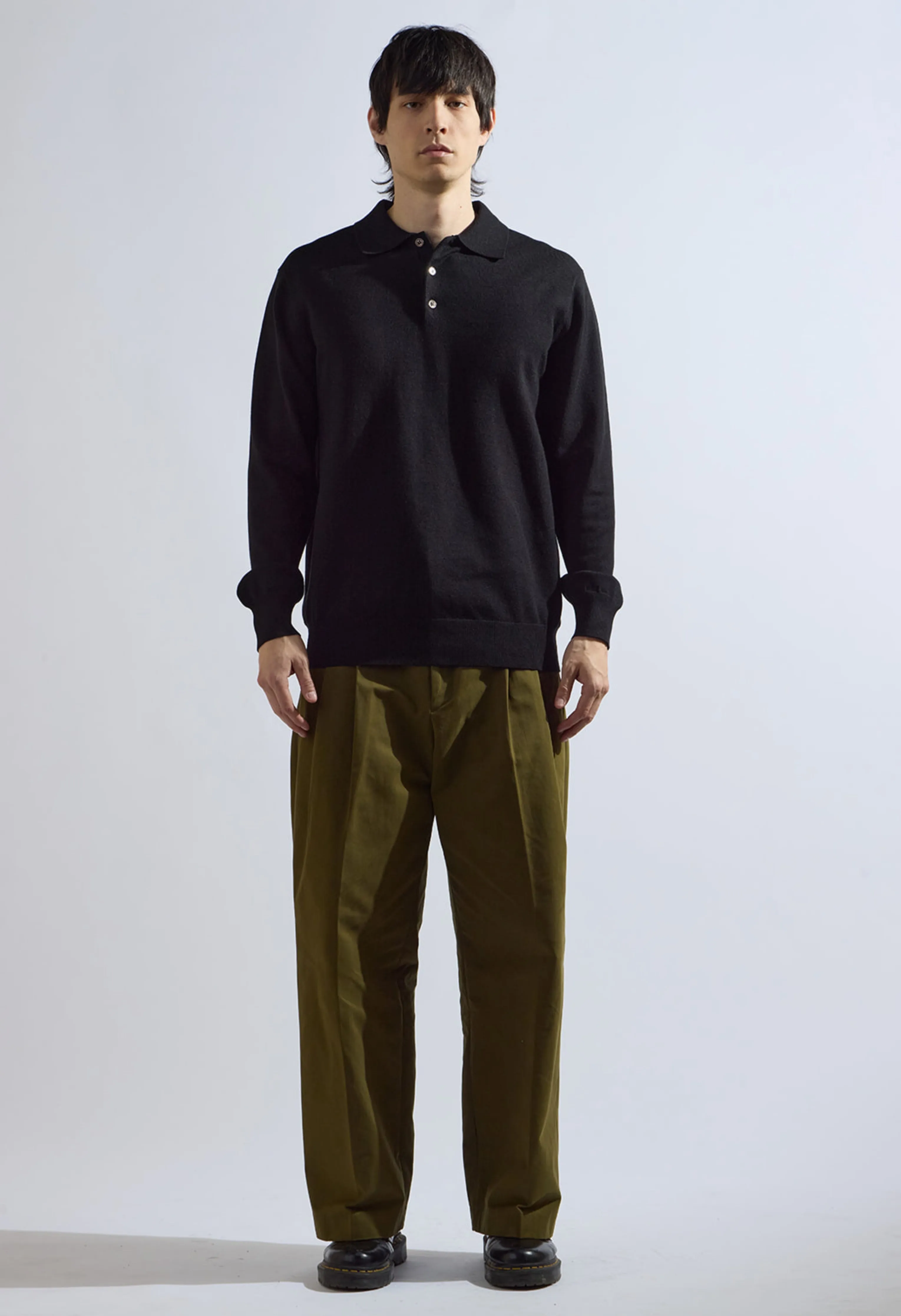 Theo Knit Polo in Black