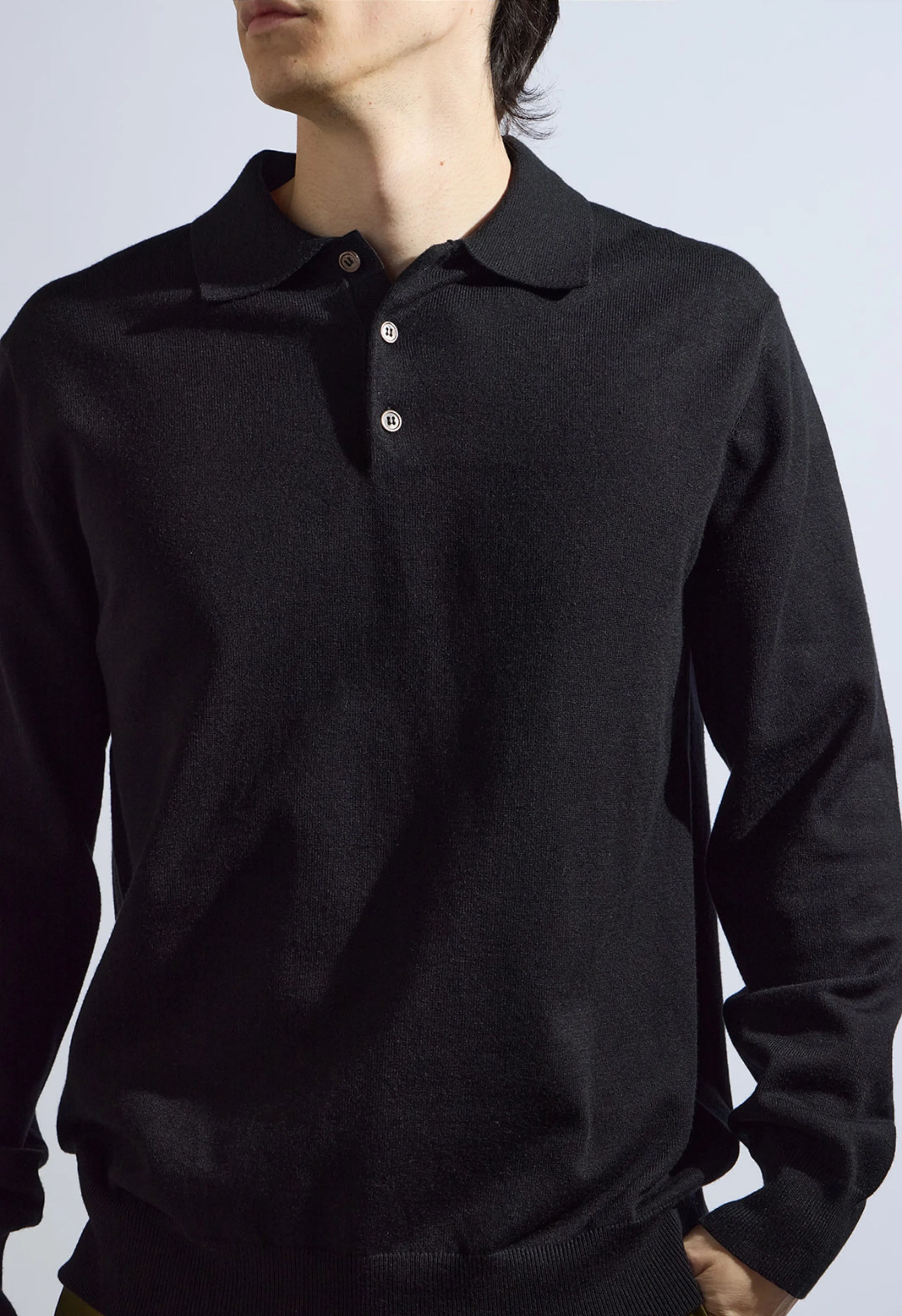 Theo Knit Polo in Black