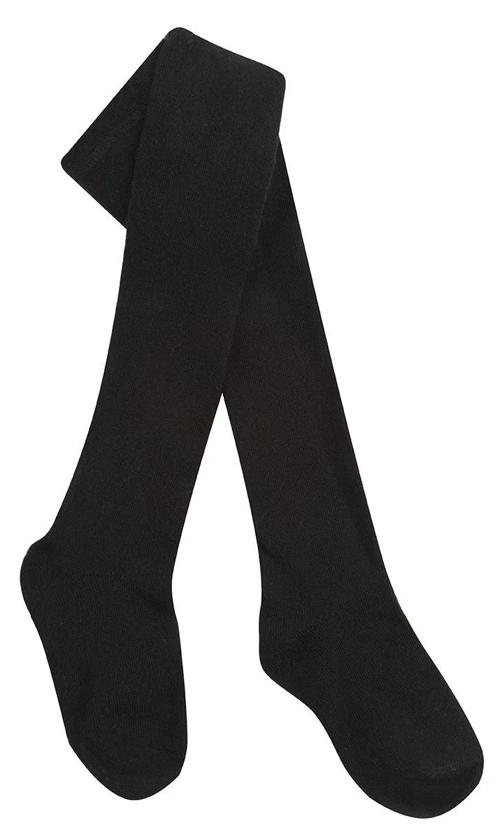 Tick Tock Jet Black Plain Tights (45b032)