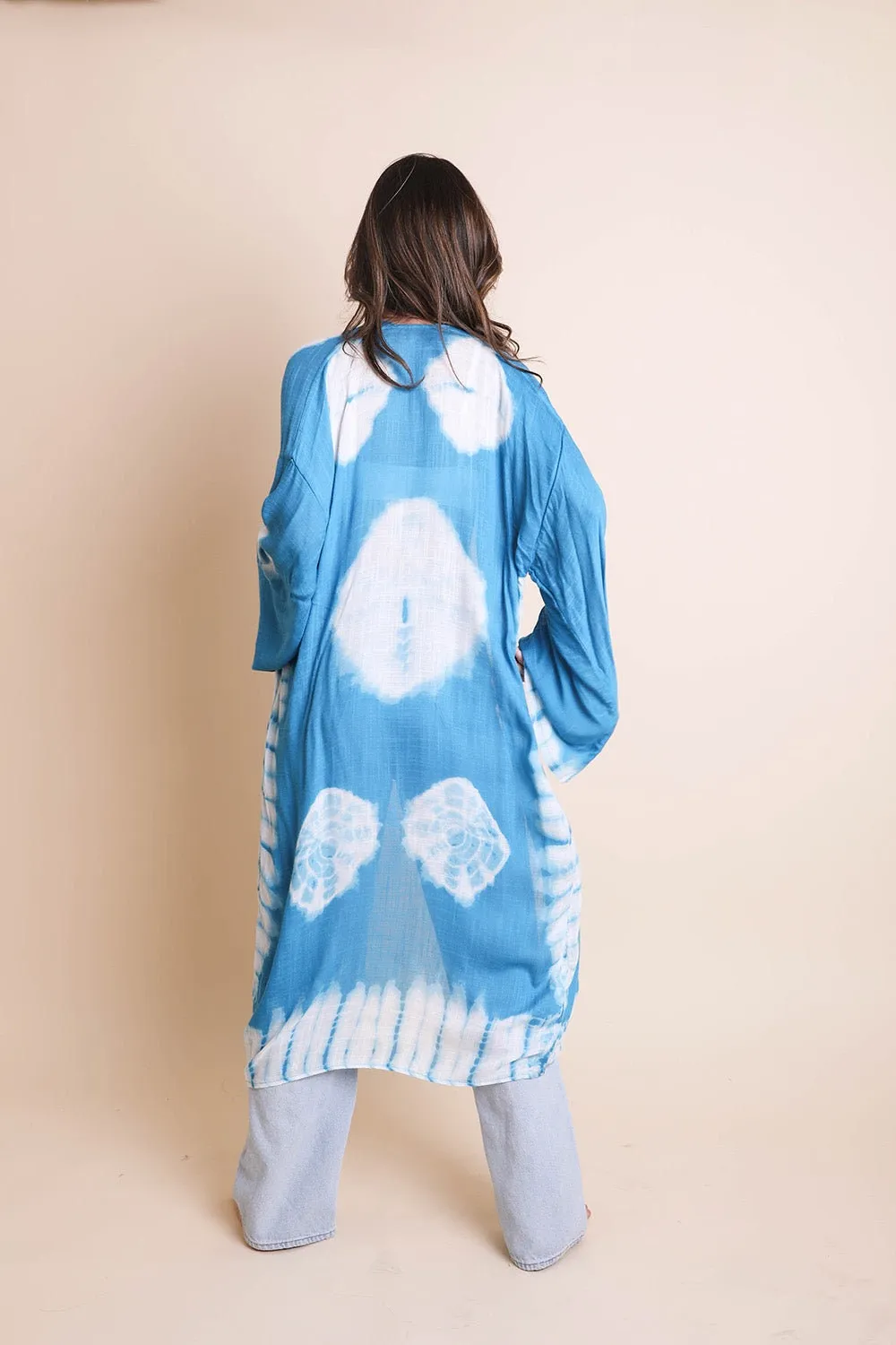 Tie Dye Long Kimono Duster