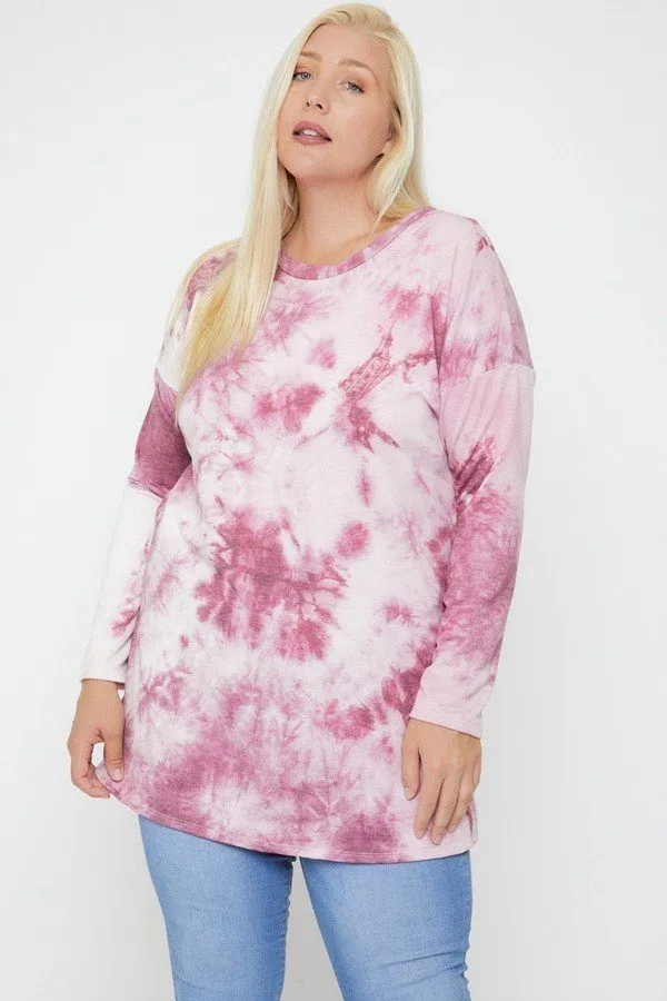 Tie Dye Tunic Featuring A Round Neck Top