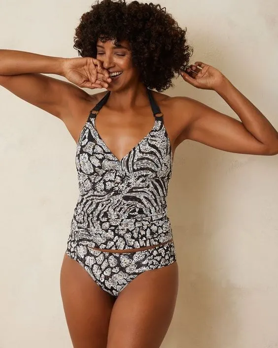 TOMMY BAHAMA- LADIES REVERSBLE RING-FRONT TANKINI TOP