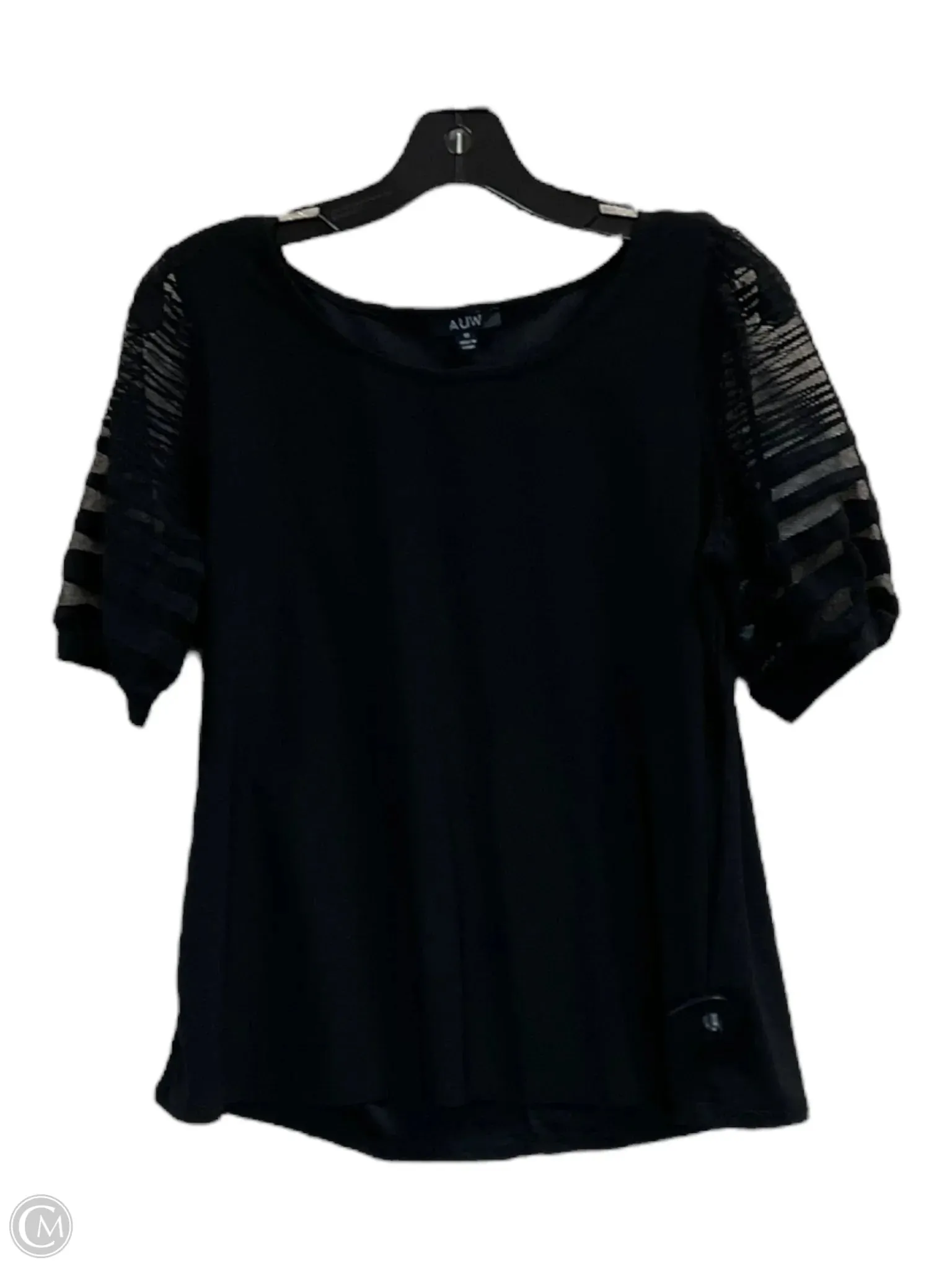 Top Short Sleeve By Auw In Black, Size: M
