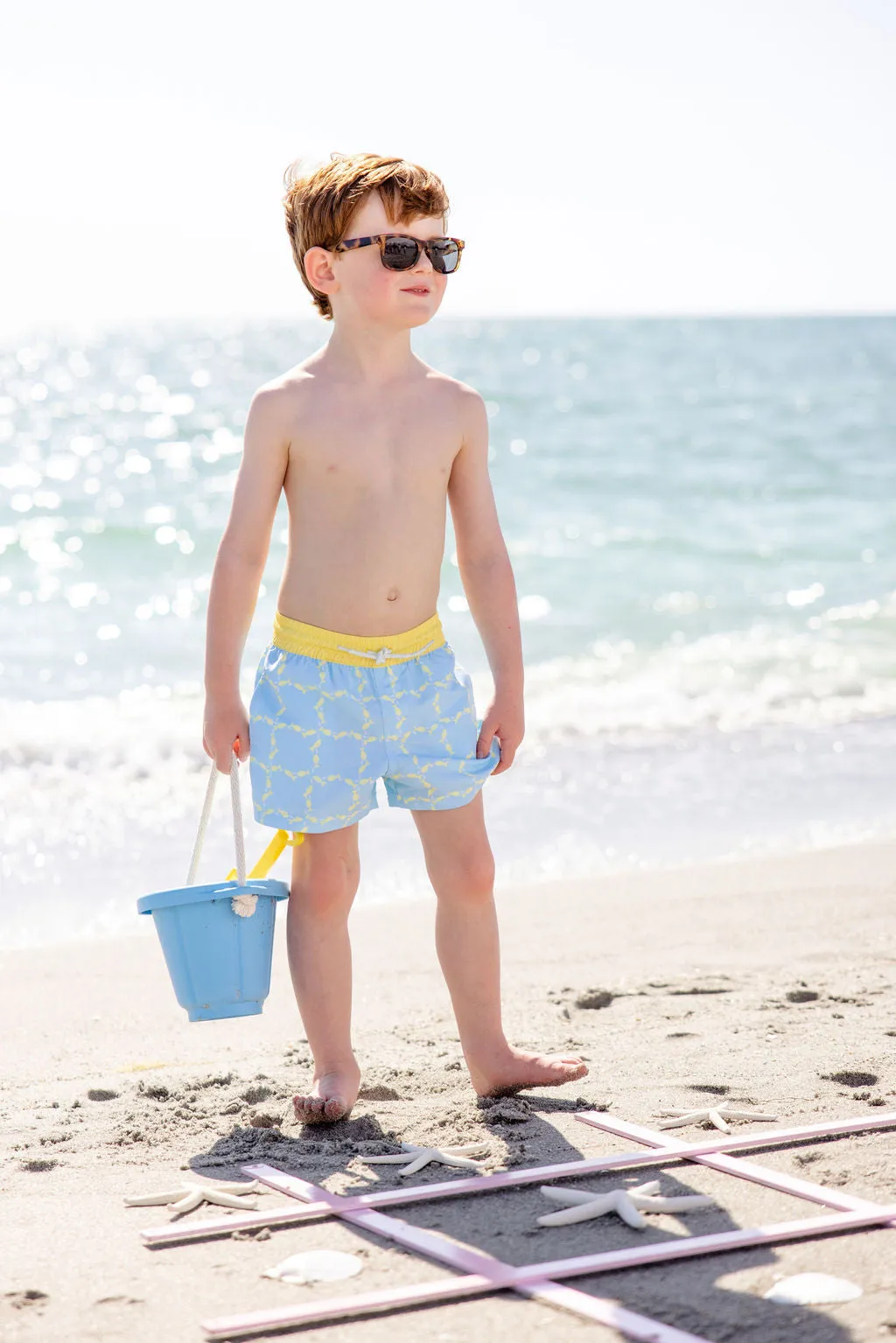 Tortola Trunks - Sapodilla School of Fish with Lake Worth Yellow