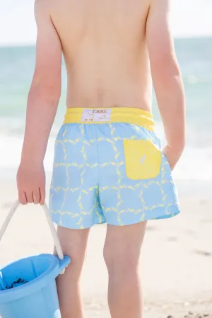 Tortola Trunks - Sapodilla School of Fish with Lake Worth Yellow