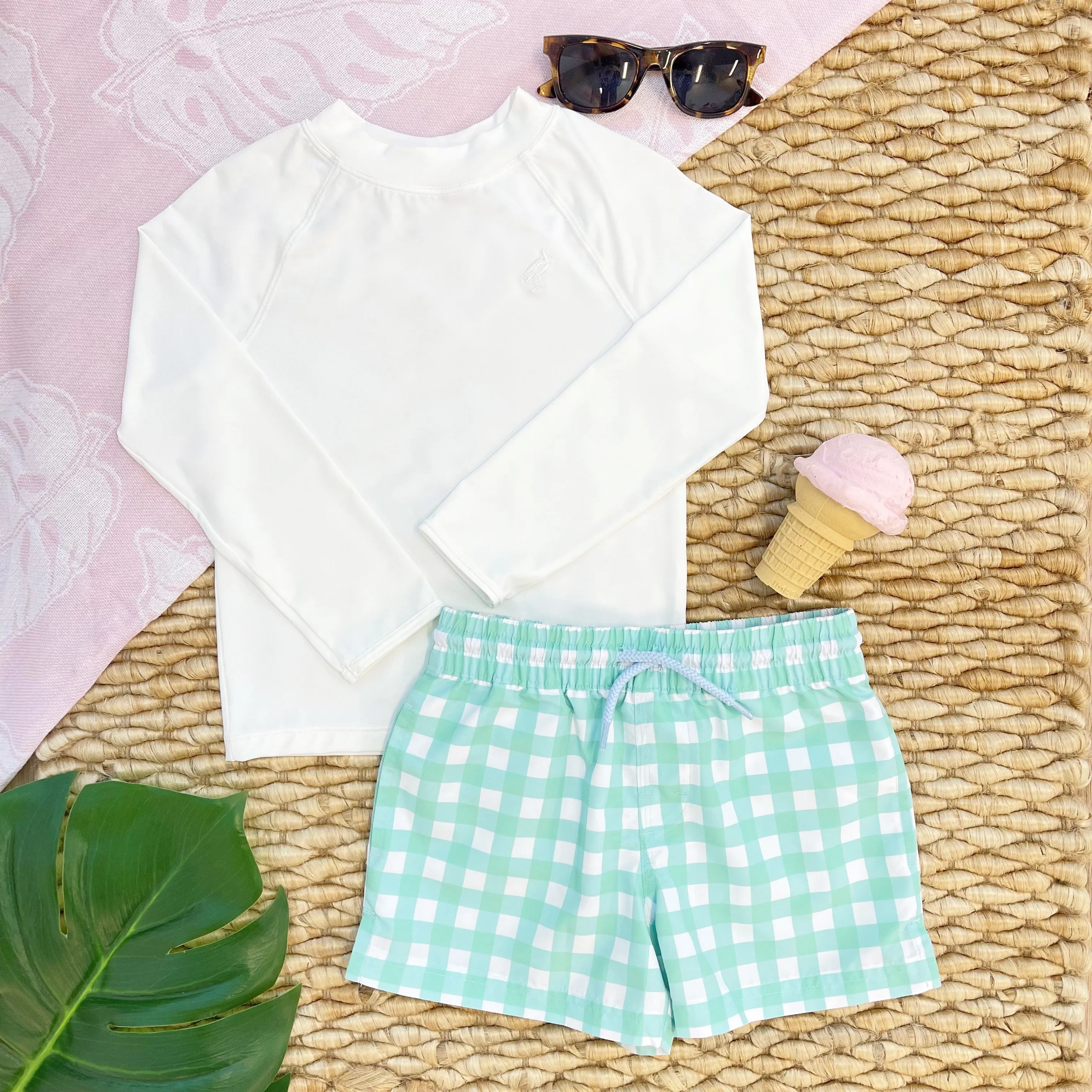 Tortola Trunks - Sea Island Seafoam and Grace Bay Green Gingham with Beale Street Blue
