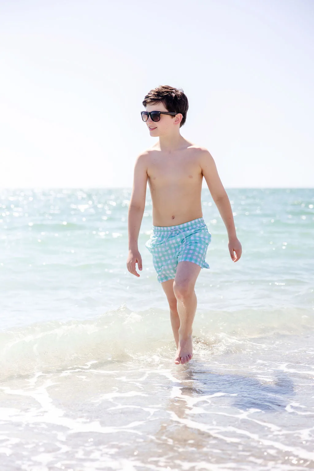 Tortola Trunks - Sea Island Seafoam and Grace Bay Green Gingham with Beale Street Blue