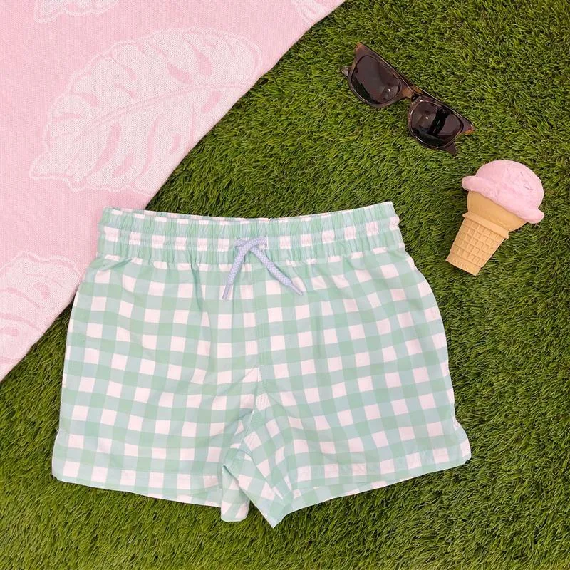 Tortola Trunks - Sea Island Seafoam and Grace Bay Green Gingham with Beale Street Blue