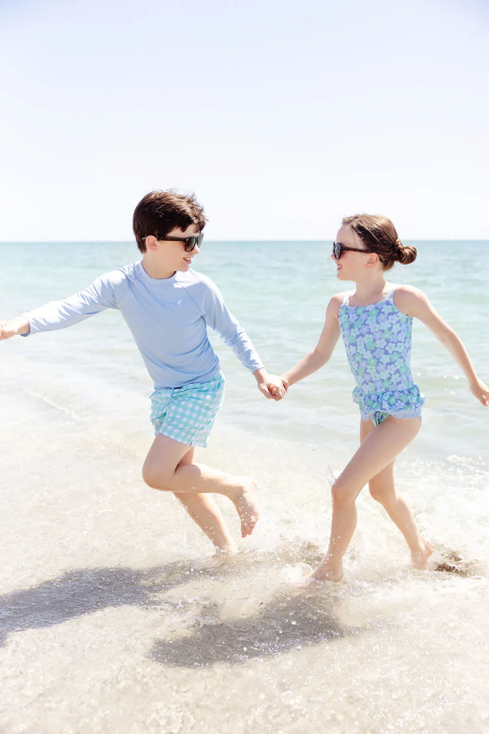 Tortola Trunks - Sea Island Seafoam and Grace Bay Green Gingham with Beale Street Blue