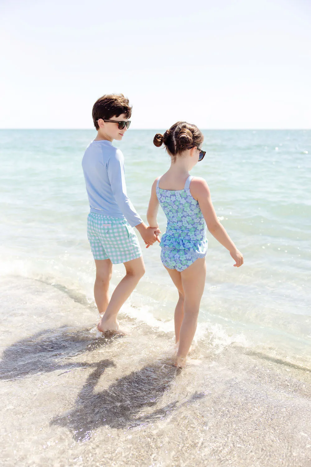 Tortola Trunks - Sea Island Seafoam and Grace Bay Green Gingham with Beale Street Blue