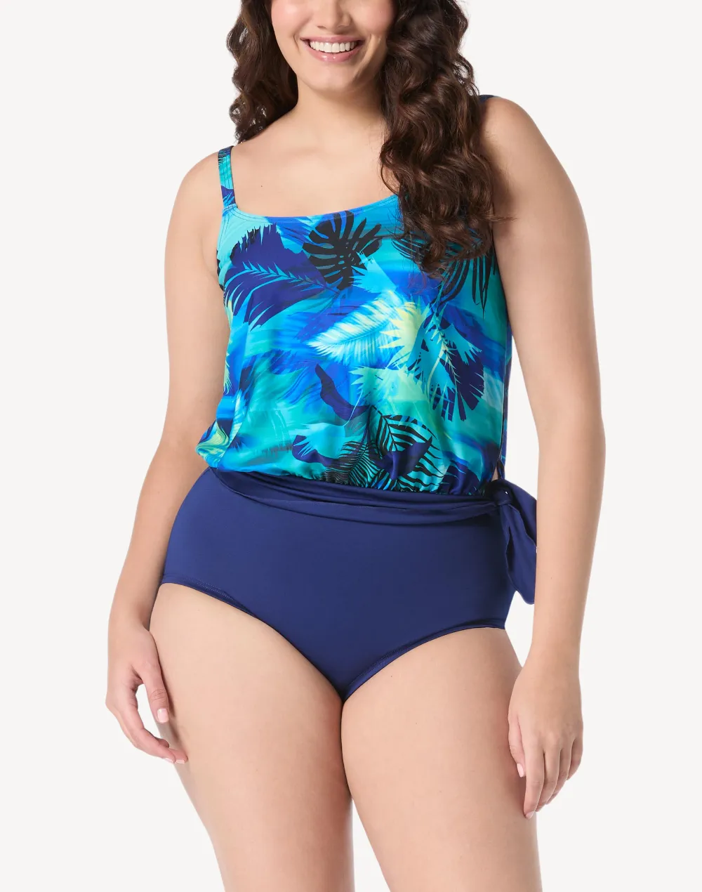 Tropic Oasis Polyester Blouson Tankini Top