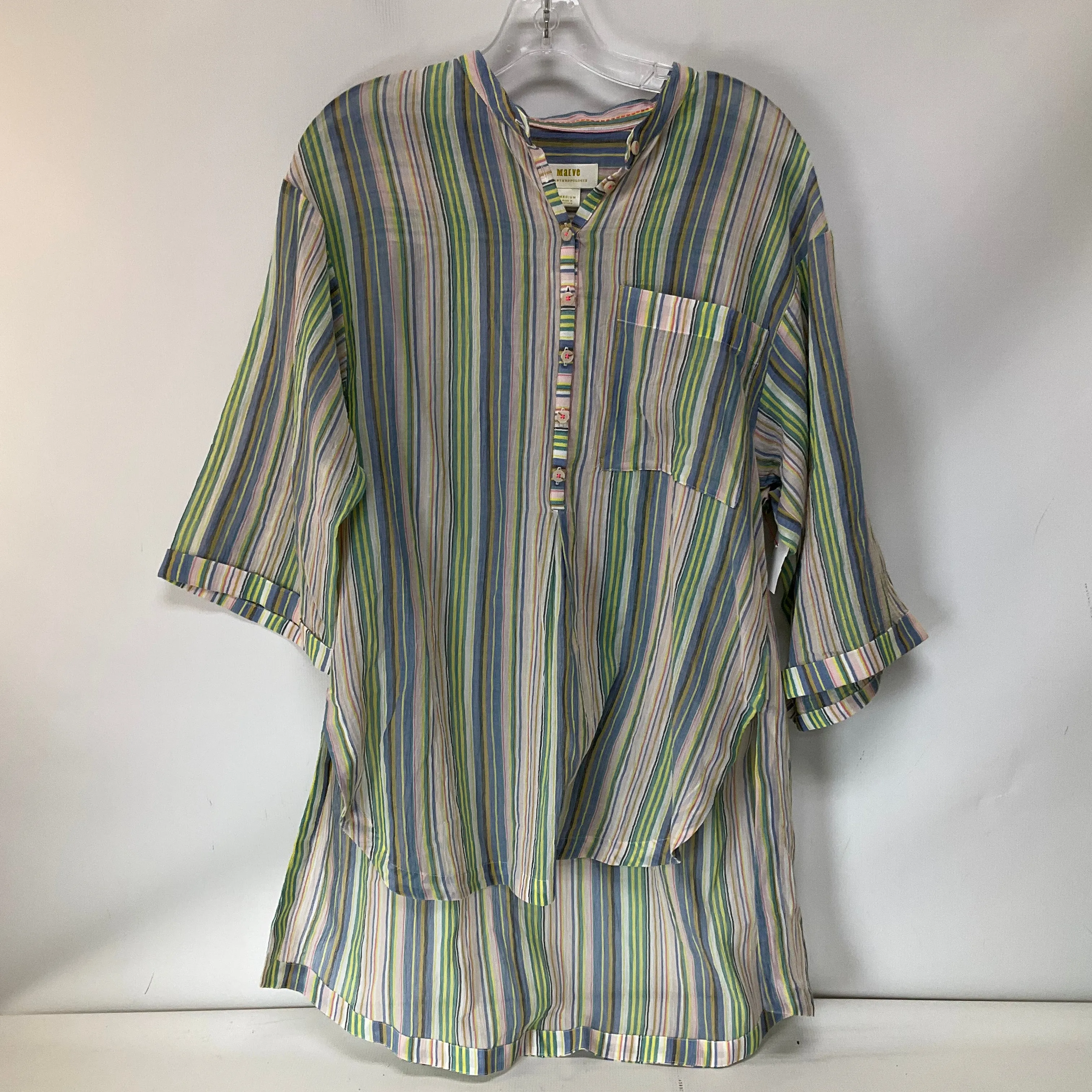 Tunic Long Sleeve By Maeve In Striped Pattern, Size: M