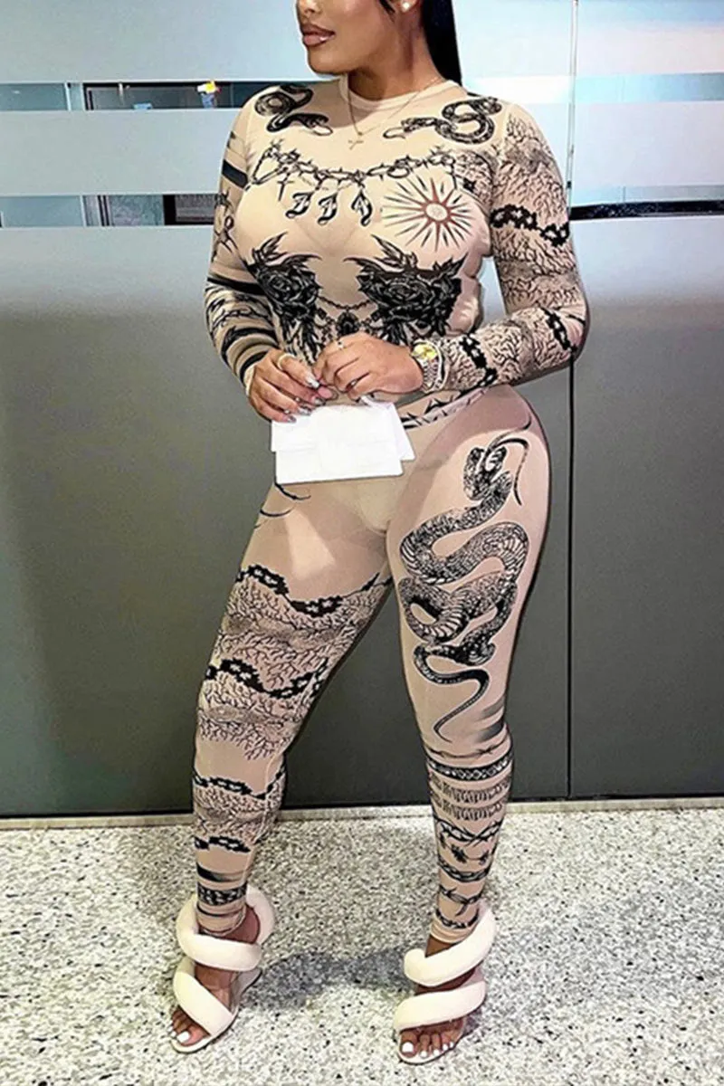 UH0182 Graphic Mesh Leggings Set