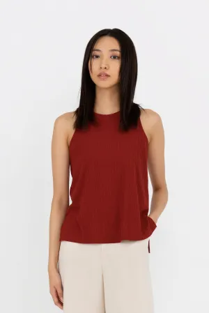Valerie Ribbed Knit Tank Top in Scarlet Red
