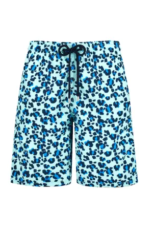 VILEBREQUIN Men Long Swim Trunks Turtles Leopard