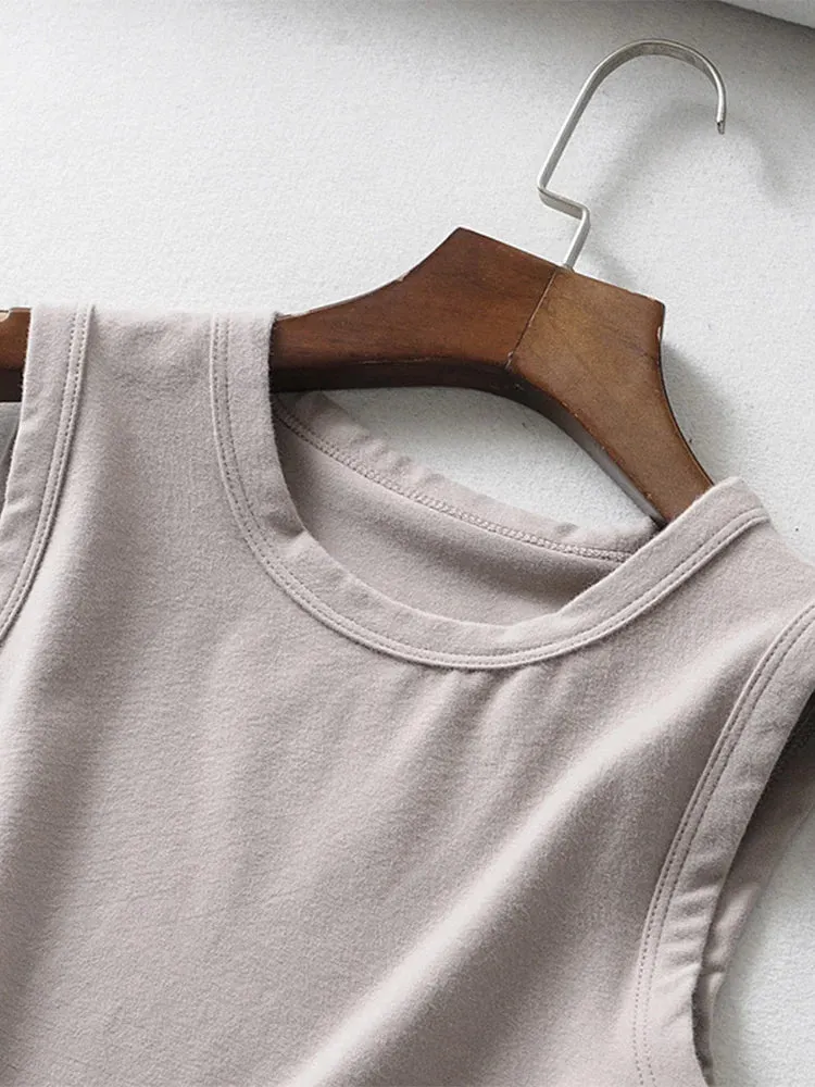 Vintage Sleeveless Crop Top - Women's White Biker Tank, Sexy Punk Streetwear