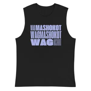 Wag Mashokot meaning Have no fear Lavender Word Block Art on Relaxed Fit Sleeveless Tank Top