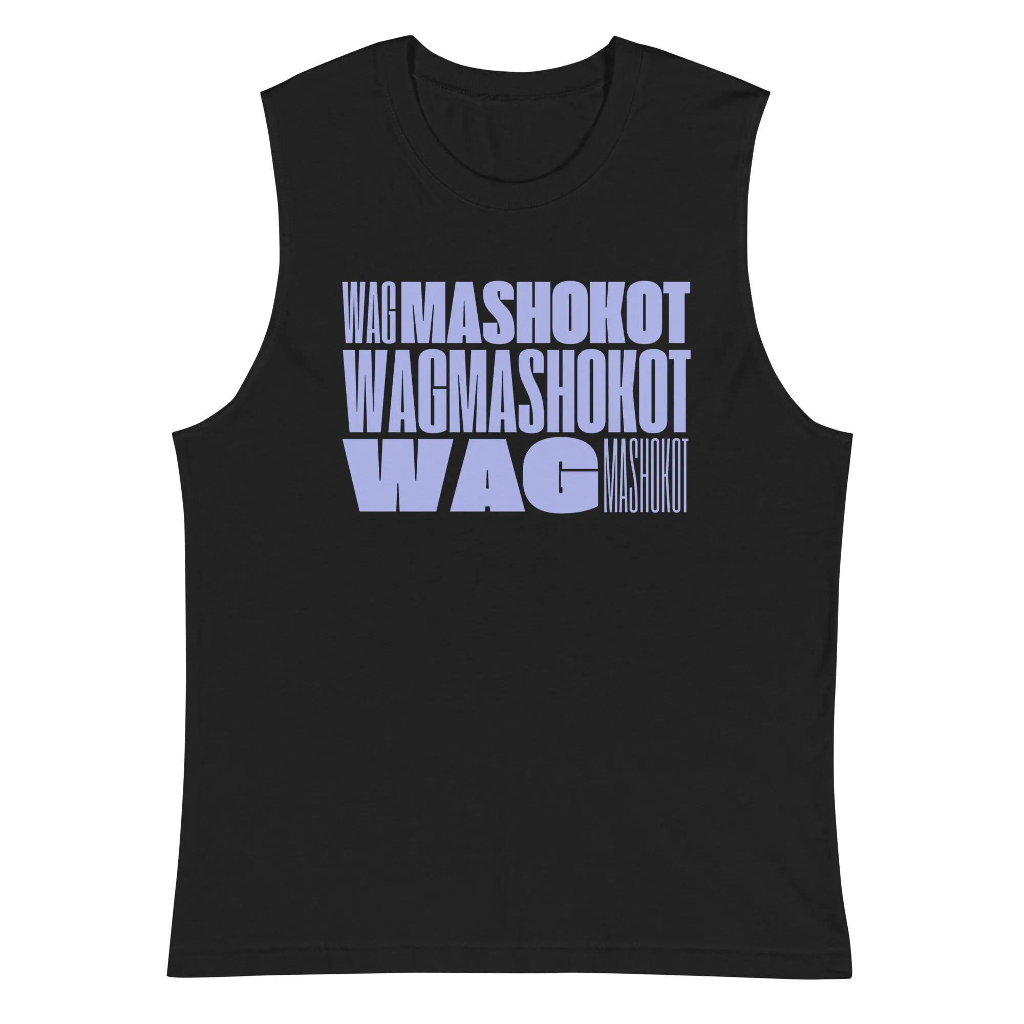 Wag Mashokot meaning Have no fear Lavender Word Block Art on Relaxed Fit Sleeveless Tank Top