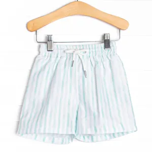 Watercolor Waves Swim Trunks, Green