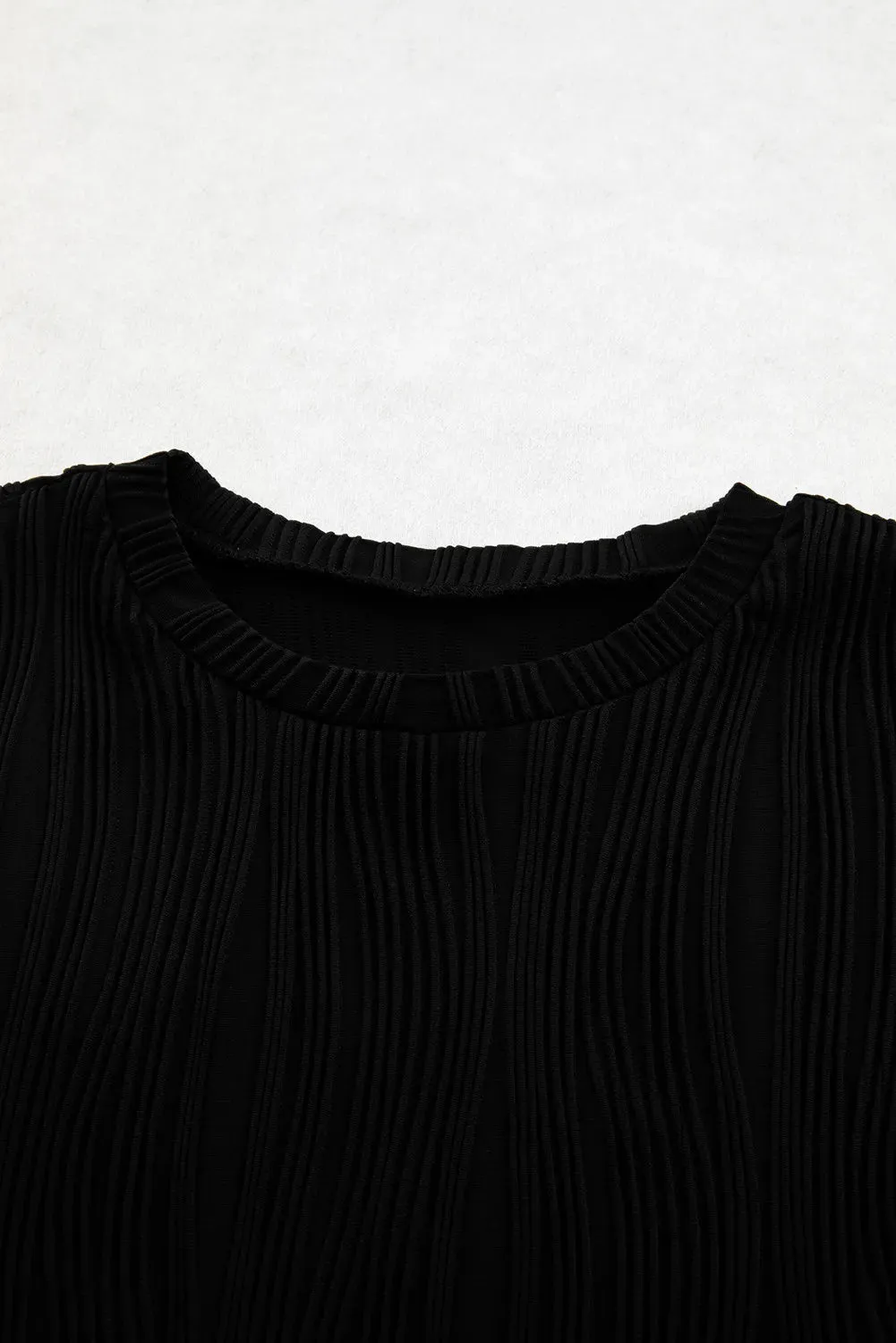 Wavy Texture Cap Sleeve Top
