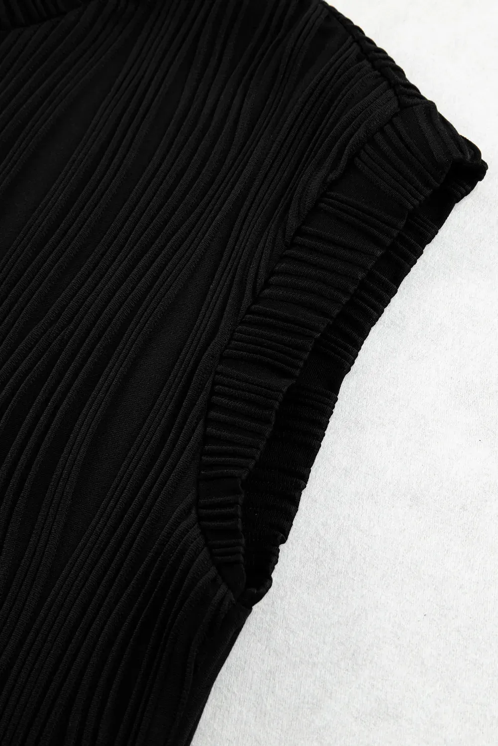 Wavy Texture Cap Sleeve Top