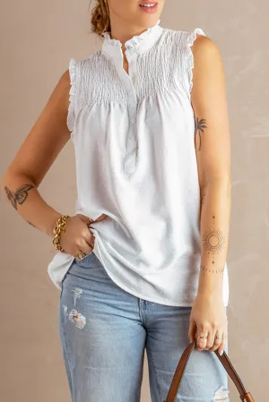 White Mock Neck Tank Top