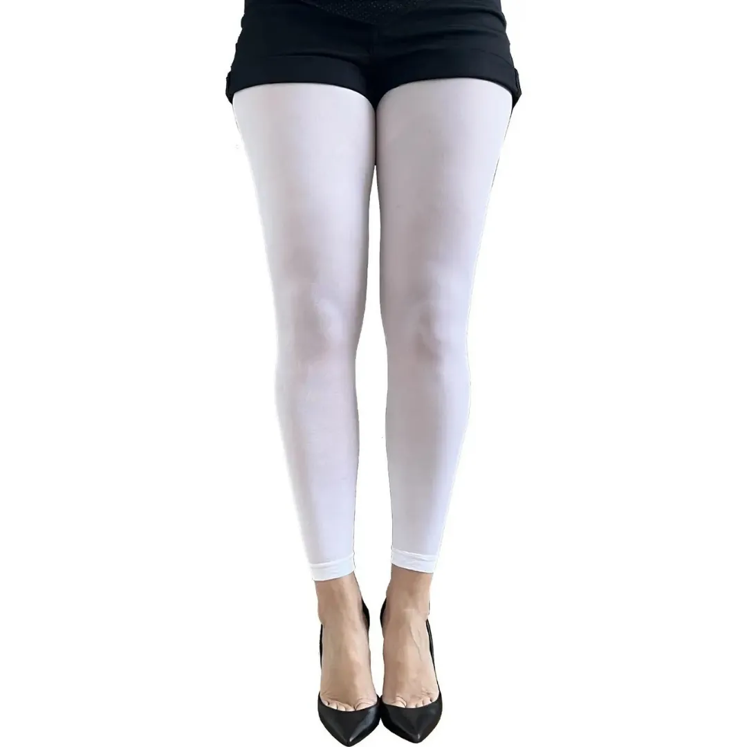 White Opaque Footless Tights