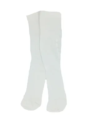 White Tiny Baby Tights. Cotton, Knitted Daisy Design