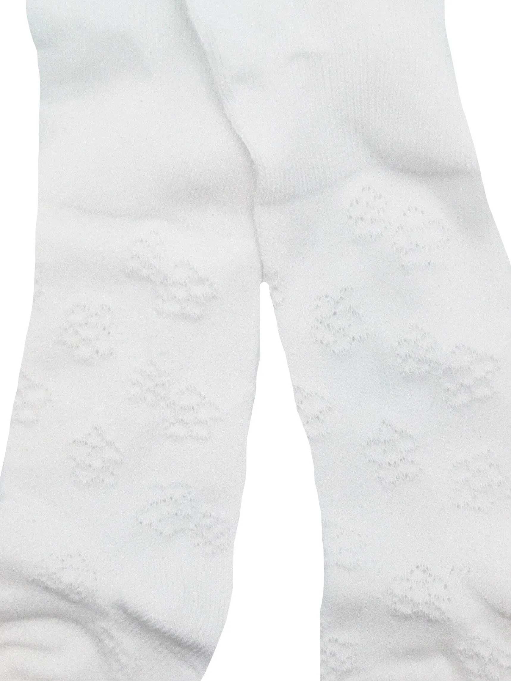White Tiny Baby Tights. Cotton, Knitted Daisy Design