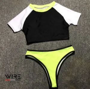 Wire Armor High Waist Neon Bikini Set