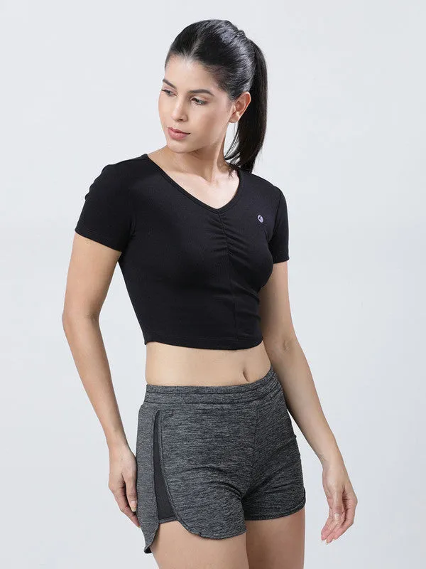 Women Black Solid Crop Top-STUNNER TANK -02-BK