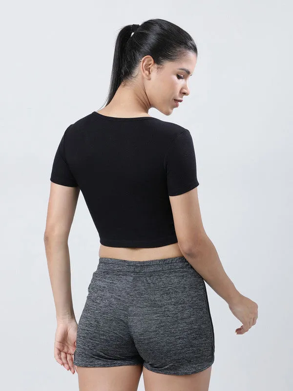 Women Black Solid Crop Top-STUNNER TANK -02-BK