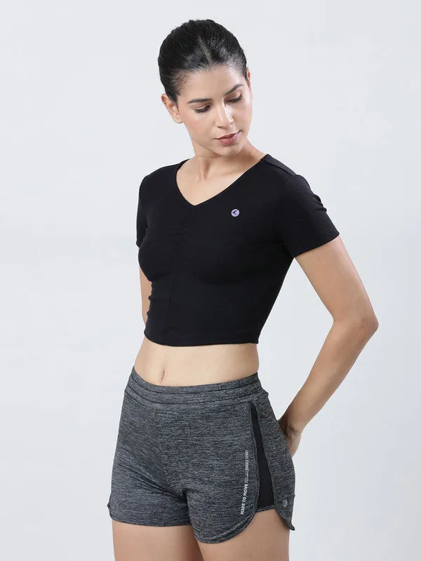 Women Black Solid Crop Top-STUNNER TANK -02-BK
